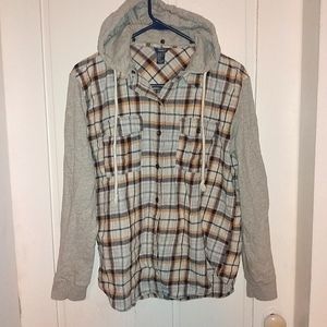 Forever 21 hooded flannel button down